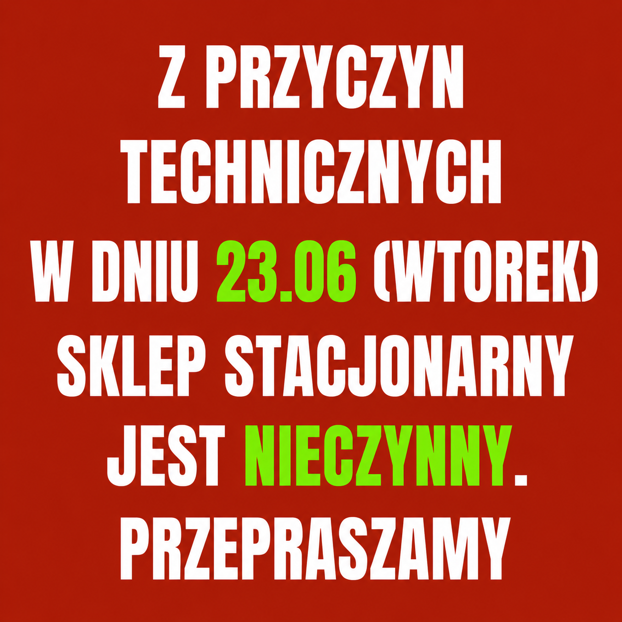 sklep nieczynny 23.06.2026 sklep nieczynny 23.06.2026