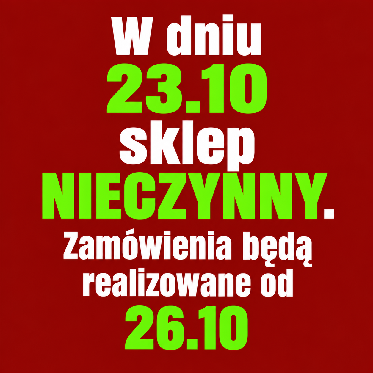 23.10.2026 sklep nieczynny