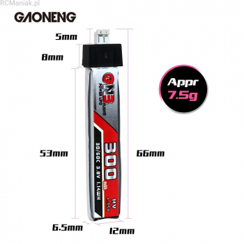 Akumulator bateria LiPo GNB Gaoneng 300mAh HV 3.8V 30C 1S JST PH2.0