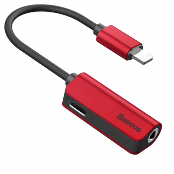 Adapter Audio Baseus L32 Lightning do Mini Jack 3.5mm i lightning - czerwony