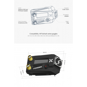Foxeer Wildfire 5.8G Goggle Dual Odbiornik do gogli FatShark