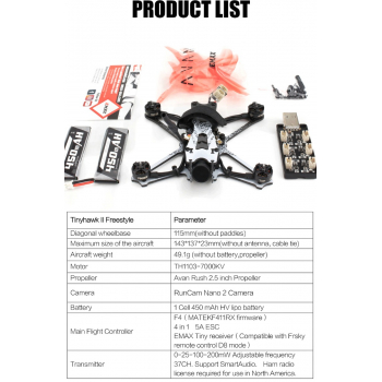 Dron Emax Tinyhawk II Freestyle 200mW FrSky BNF