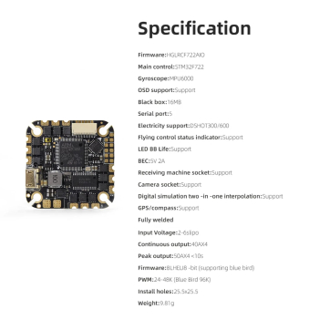 Kontroler lotu AIO Hglrc Specter ESC 40A 4-6S FC MPU6000