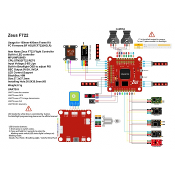 Kontroler lotu FC HGLRC ZEUS F722 F7 OSD BARO DJI + LEDy