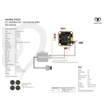 Kontroler lotu FC Mamba F411 AIO FC + ESC 25A