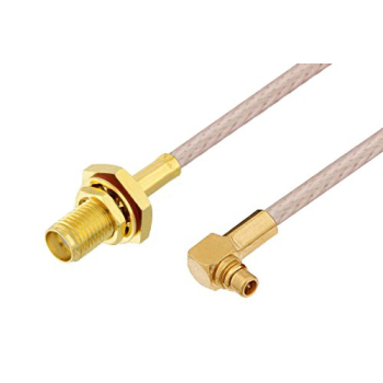 Przejście - SMA jack na MMCX - adapter kątowy z przewodem 80/100/150/200mm
