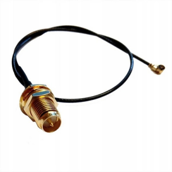 Przejście, pigtail - UFL (IPEX) na RP-SMA żeńskie jack - adapter prosty z czarnym przewodem