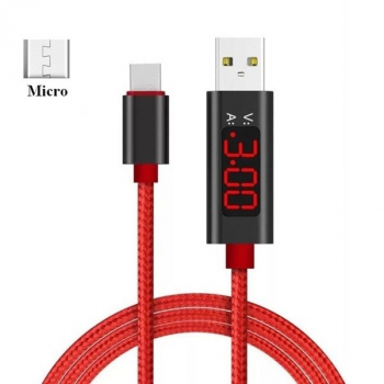 Kabel USB - micro USB - przewód z amperomierzem i woltomierzem 100 cm