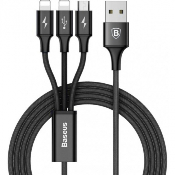 Kabel USB Baseus Rapid Series 3w1 Lightning / Micro USB 1,2m - czarny