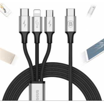 Kabel USB-C Baseus Rapid 3w1 Typ C / Lightning / Micro 3A 1,2M - czarny